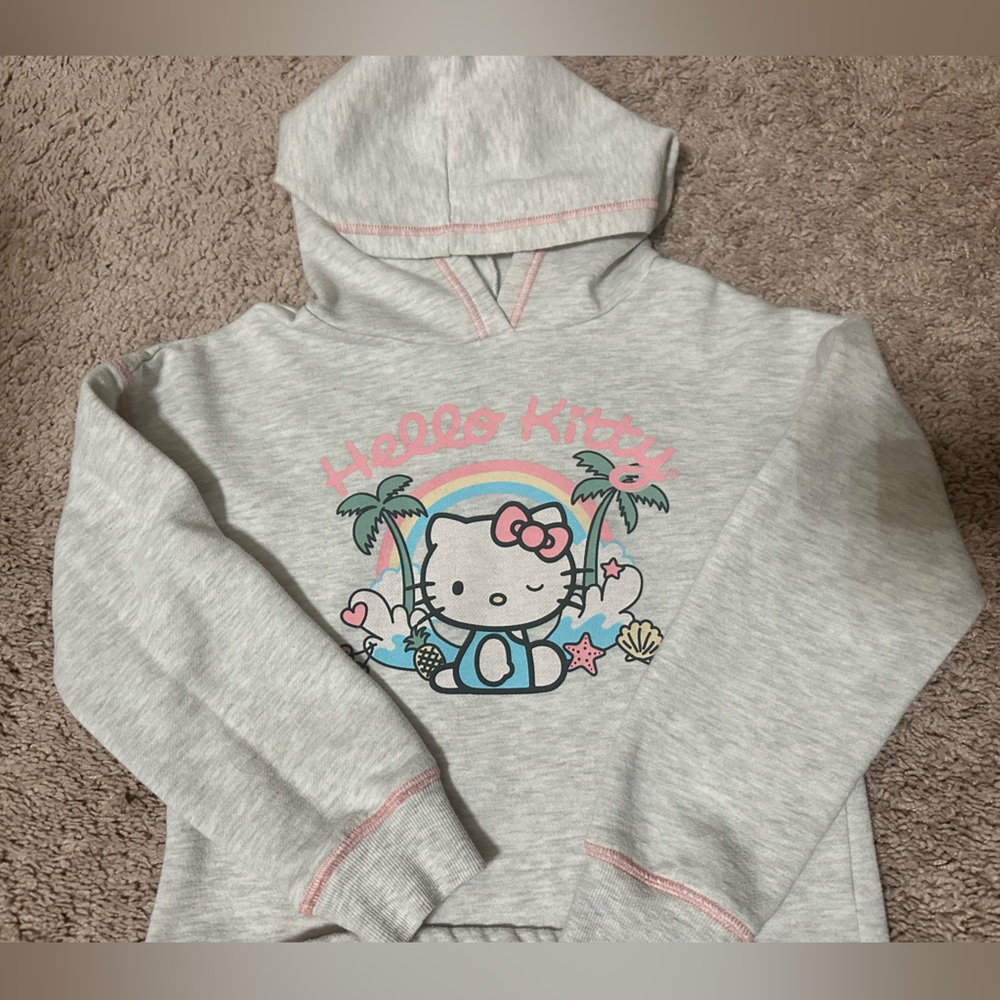 Hello Kitty Light Gray Kids Hoodie with Pink Accents